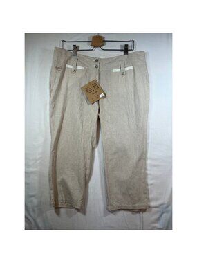 The Earth Collection Cotton Silk Pinstripe Cropped Pants Beige XXL NWT LNW282